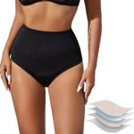 HATSURE Period Swimwear High Waisted Tummy Control Bikini Menstrual Swimsuit Bottoms Leakproof Panties for Women Girls Teens Black