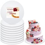 12 Pcs Cake Drum, 12 Inch Round Cake Board Disposable Cake Drum 1/2 Inch Thick Cake Boards with Smooth Straight Edges Cake Corrugated Cardboard for Birthday Party Wedding Cake Dessert