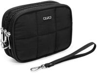 CLUCI Wristlet Wallet for Women Large Capacity 3 Zipper Purse with Credit Card Holder Nylon Quilted Clutch Purse for Women Black