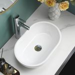 Home Supplies Ceramic Cloakroom Basin Hand Washing Sink, Modern Design Gloss White Countertop Basin Cloakroom Sink for Bathroom Lavatory, Vanity Cabinet. ((135x405x330mm(HxWxD))