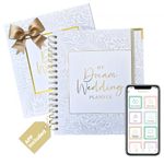 Award Winning Luxury White and Gold UK Wedding Planner Engagement Gift for Brides and Grooms. A Beautiful Complete Organiser Diary with Matching Gift Box and Complementary Smartphone App