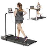 Jupgod Folding Treadmill, 2.5HP Under Desk Treadmill Walking Pad with Remote Control & LED Display for Home/Office Cardio Fitness Exercise, No Assembly (Grey)