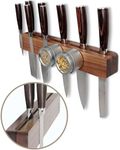 Walnut 16 inch Magnetic Knife Holder for Wall with Double Storage & Charming Wood - Knife Magnetic Strip, Knife Magnet, Magnet Knife Holder Strip, Magnetic Knife Strip, Knife Rack Kitchen Knife Holder