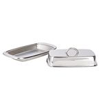 KitchenCraft Butter Dish with Lid, Stainless Steel, Silver 19.5 x 10 x 8 cm