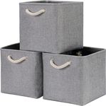 Mangata Fabric Storage Baskets,33 x 38 x 33cm Large Foldable Storage Boxes for Organizing Clothes Shelf Nursery Closet(Grey, Set of 3)