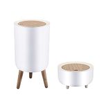 WanWanKa Plastic Trash Can 1.8 Gallon,Dsektop Garbage Can 0.5 Gallon (2 Pieces) Mini Trash Can With Press Top Lid, Nordic Modern Waste Basket, Office, Outdoor,Dog Proof Trash Can(White)