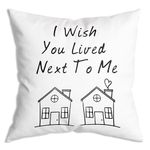 ZNGFON I Wish You Lived Next to Me Throw Pillow Covers 18x18 inchGifts for Women Friendship，Birthday Gifts for Best Friend, Long Distance，Female, BFF