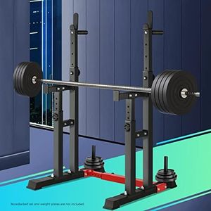 Finex Squat Rack Adjustable Weight Bench Press Barbell Bar Stand Lifting Dipping Station Strength Training Equipment,Home Gym Systems for Exercise and Fitness,Black