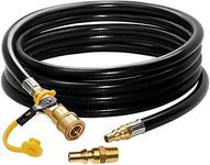 DOZYANT 12 FT RV Propane Quick Connect Hose, RV Quick Connect Propane Hose, Quick Disconnect Propane Hose Extension - 1/4 Inch Safety Shutoff Valve & Male Full Flow Plug for LP Gas Low Pressure System