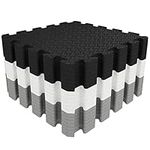 20 Pack Gym Flooring - 12 MM Extra Thick Foam Mats EVA Foam Gym Mats for Home 30x30 cm, 3 Colors Heavy Duty Interlocking Floor Eco-friendly Mat for Yoga Exercise