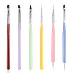 Dimeho 6PCS Nail Art Liner Brushes Nail Art Brushes Painting Tools Nail Gel Polish Brush Drawing Pen Double Ended Nail Dotting Pen for Home DIY Manicure Salon Design