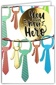 Carte avec Enveloppe You are my hero Cravates Homme Noir et Or Dorée Fête des Pères Papa Fils Frère Copain Mari Mr Masculin Souhaiter Anniversaire Brillant Chic Tendance Accessoire à la mode 69-7058