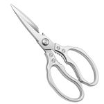 CGBE Kitchen Scissors, Multi-Purpose Kitchen Shears, Heavy Duty Dishwasher Safe Food Scissors, Non Slip Stainless Steel Sharp Cooking Scissors for Kitchen, Chicken, Poultry, Fish, Meat, Herbs-Sliver