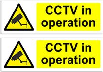 RubiGo 2/4/6/10 Pack of CCTV Sign 15cm x 5cm CCTV In Operation Sign CCTV Signs Outdoor Indoor Security CCTV Signage Warning Signs Self Adhesive Sticker Safety Sign (2) yellow