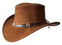 BRANDSLOCK Cowboy Hat Women Men Real Leather Western Style Wide Brim Cowgirl Hat Shapeable Lightweight Handcrafted Durable Bush Hat Tan