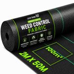 Green Thumbz 2m x 50m Weed Control Membrane - Heavy Duty Weed Control Garden Membrane, Landscape Fabric for Patios, Garden, Flower Beds, UV Stabilised Weed Fabric 100gsm