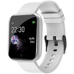 Texton Waterproof D20 Touchscreen Smart Watch Bluetooth Smartwatch with Blood Pressure Tracking, Heart Rate Sensor and Basic Functionality for All Women,Men, Boys & Girls Wristband -White