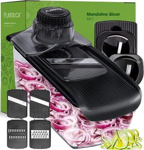 Mandoline Slicer for Kitchen - Mandoline Food Slicer - Veggie Julienne Cutter & Cheese Grater - Potato Veg Slicer - Kitchen Tools & Gadgets (6-in-1 Black)