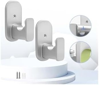 TKZTKZ No Drill Curtain Rod Brackets:Self Adhesive Curtain Rod Holders for Rods 5/8" Peel and Stick Curtain Rod Hooks for Bathroom,Kitchen,Dorm,Door,Silver,2 PCS(No Drill Adhesive/Drilling Hardware)