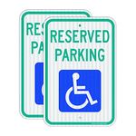 (2 Pack) Reserved Parking Sign, Handicap Parking Sign, with Picture of Wheelchair Sign, 18 x 12 Engineer Grade Reflective Sheeting Rust Free Aluminum, Weather Resistant, Waterproof, Durable Ink