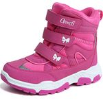 Youecci Boys Girls Snow Boots Winter Waterproof Walking Boots kids Hiking Boots Warm Outdoor Non-Slip Climbing Shoes Rose Red 9 UK