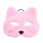 Holibanna Masquerade Fox Masks Japanese Fox Cat Masks Dress Up Masks Party Atificial Fox Fur White Cosplay Fox Masks for Halloween Carnival Masquerade Accessory (Pink)