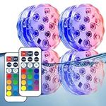 Creatrek Submersible LED Lights, LED Color Changing Swimming Pool with Remote, Battery Operated Pool Lights for Party Garden