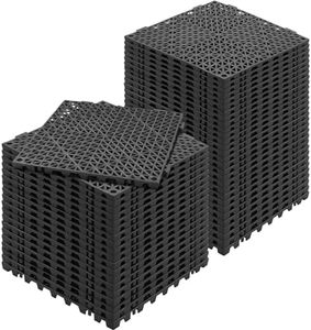 Happybuy Interlocking 50 PCS Black Drainage Tiles 12x12x0.5 Inches, Outdoor Floor Tiles for Pool Shower Bathroom Deck Patio Garage