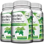 Pure Moringa Oleifera Leaf Extract Capsules, 1000 mg per serving. Gluten Free, NON GMO, Vegan Antioxidant Capsules. Natural Energy, Mood, Memory and Focus Enhancer. Premium Green Superfood (Pack of 3)