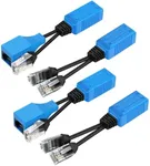 TNP RJ45 Ethernet Cable Combiner/Splitter Kit (2 Pair), 2 Male to 1 Female & 1 Male 1 Female to 1 Female POE Data Adapter LAN Ethernet Network Extender Y Splitter Cat5e Cat6 Cable for Surveillance