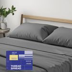 THREAD SPREAD 100% Pure Egyptian Cotton Sheets Queen Size - 1000 High Thread Count Sheets Queen, 4 PC Luxury Hotel Sheets for Queen Bed, 16" Deep Pocket Sateen Soft Cooling Bedding Sets - Dark Grey