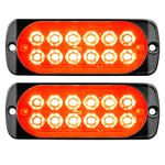 RIGIDON 2 Pack LED Emergency Strobe 12 LED Double Row Red Surface Mount Flashing Strobe Lights for trucks Car Grille Off-road Warning Emergency Flashing Lights