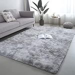 lekeplus 120x180cm Rugs Living Room Large Rugs Bedroom Anti Skid Rug Shaggy Soft Rug, for Living Room Bedroom Play Area Kids Room Luxury Decorative Light grey