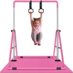 WATBKHE Gymnastics Bar for Kids Adjustable & Foldable Training Kip Bar with Rings, Sturdy Horizontal Bar for Boys & Girls, Expandable Gymnastics Equipment for Home Practice