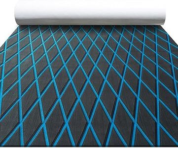 FOCEAN Boat Flooring EVA Foam Boat Decking Marine Mat Non-Slip Self-Adhesive Flooring Sheet for Motorboat Kayak Surfboard Garden Floor Swimming Pools, 94.5''x 47.2'', Dark Grey with Blue Lines
