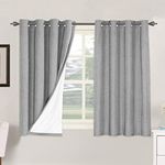 H.VERSAILTEX Linen Blackout Curtains 54 Inches Long 100% Blackout Heavy-Duty Draperies for Living Room Bedroom Thermal Insulated Textured Functional Window Treatment Anti Rust Grommet, 2 Panels, Dove