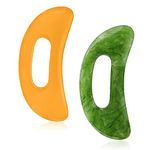 2Pcs Gua Sha Massage Tool with Handle, Resin Handle Gua Sha Massager, Body Sculpting Anti Cellulite Tool for Back Neck Leg Face Massage (Green, Orange)