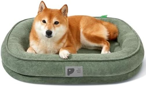 Orthopedic Dog Bed for Medium Dog, Washable with Removable Cover&Non-Slip Bottom with Four-Sided Bolster Cushions,Fluffy Bed Medium Size Green XL