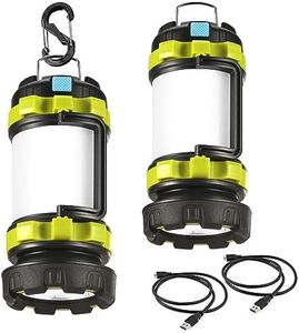 Consciot 2 Pack LED Camping Lantern Flashlight Rechargeable, Portable Torch with 6 Light Modes, 3600mAh Power Bank, IPX4 Waterproof, USB C, Camping Lights for Hurricane, Emergency, Survival Kits