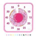 Countdown Timer 7.5 inch; 60 Minute 1 Hour Visual Timer – Classroom Teaching Tool Office Meeting, Mechanical Countdown Clock for Kids Exam Time Management Magnetic, Pink Donut