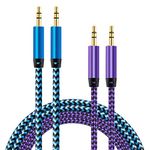 AUX Cord for Car, Ailkin 2 Pack 3.5mm Auxiliary Audio Cable, Braided Stereo AUX Chords Compatible Headphone Car, iPhone, Samsung Galaxy, HTC, LG, Google Pixel, Tablet & More-5Feet/1.5M