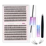 LANKIZ Lash Extension Kit, Lash Clusters Kit, 280pcs 20D Individual Lashes Wispy, Lash Bond & Seal with Lash Remover, 9/10/11/12/13/14/15mm Mix Cluster Lashes, DIY Eyelash Extension Kit at Home