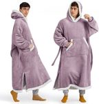 Bedsure Wearable Blanket Hoodie Women - Long Sherpa Hooded Blanket for Adult Warm Cozy Blanket Sweatshirt Gifts for Women Men, Oversize, Lavender