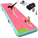 RISINGUKST Air Tumbling Track Gymnastics Mat, Gym Inflatable Tumble Mats, both sides can be used for Home Use/Training/Cheerleading/Yoga/Water Fun (Green and Pink, 400 * 100 * 15cm)