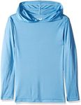 AquaGuard Youth Lightweight Athletic Long Sleeve Performance Shirt with Hoodie and UV Protection, Sport Light Blue, Large