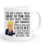 joey 50th Birthday Gift Trump Mug,11 Ounces, Funny Donald Trump Gag Coffee Mugs,1969 50 Year Old Birthday Gifts for Him, Friend, Dad, Brother, Husband, Grandpa, Coworker