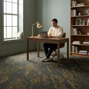 24 Carpets 20x20 inch Square Carpet Tiles, Reusable, Non Slip, Seamless Tiles, Suitable for Indoor and Outdoor use in bedrooms, Living Rooms, Offices, etc., Easy to DIY (Warm Orange Stone pattern-06)
