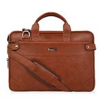 Zipline Office Faux Leather laptop bag for Men - Fits 14/15.6/16 inch Laptop Messenger Bags For Mens (1-Tan Bag)