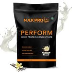 NAKPRO Perform Whey Protein Concentrate | 24g Protein, 5.3g BCAA per Serving | Muscle Recovery Workout Drink, Lean Muscle Growth (Vanilla, 1 Kg)