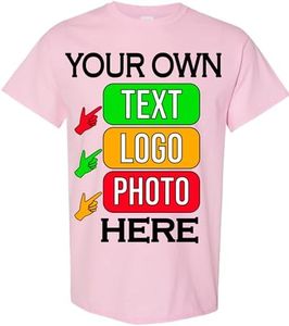 Custom T-Shirts for Men and Women Design Your Own Personalized Shirt with Text Image Logo Customizable Front and Back Print Soft Cotton Tee Pink